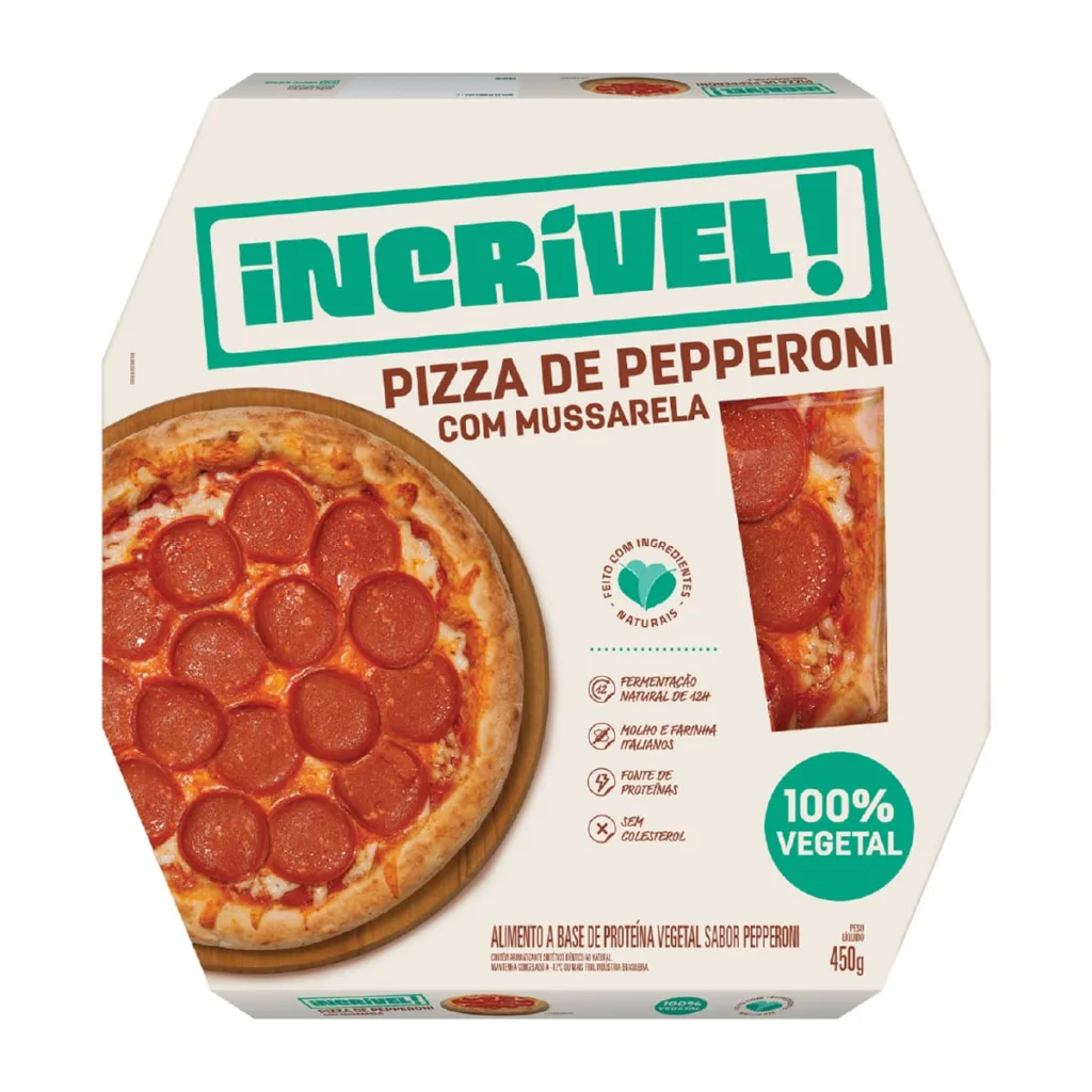 Pizza de pepperoni com mussarela 100% vegetal Incrível! 450g