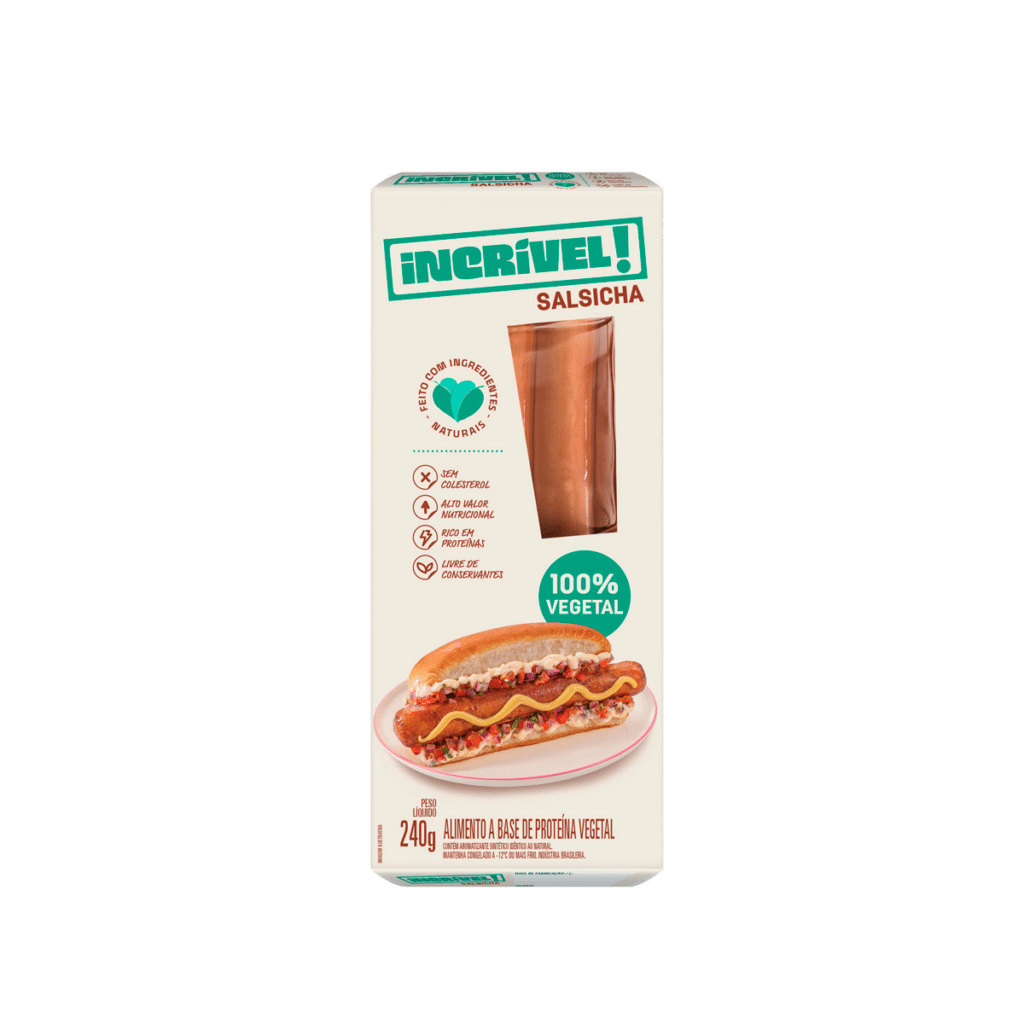 Salsicha 100% vegetal 240g Incrível